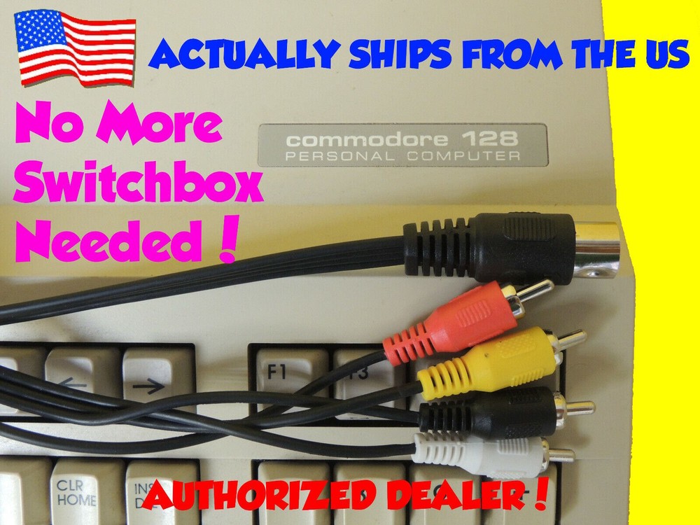 Composite Video & Audio TV DIN Cable for Commodore 128 C128 C-128 + More