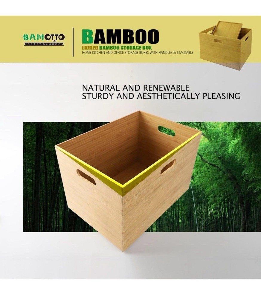 BAMOTTO Lidded Bamboo Storage Bins & Box/Cube/Basket, Home