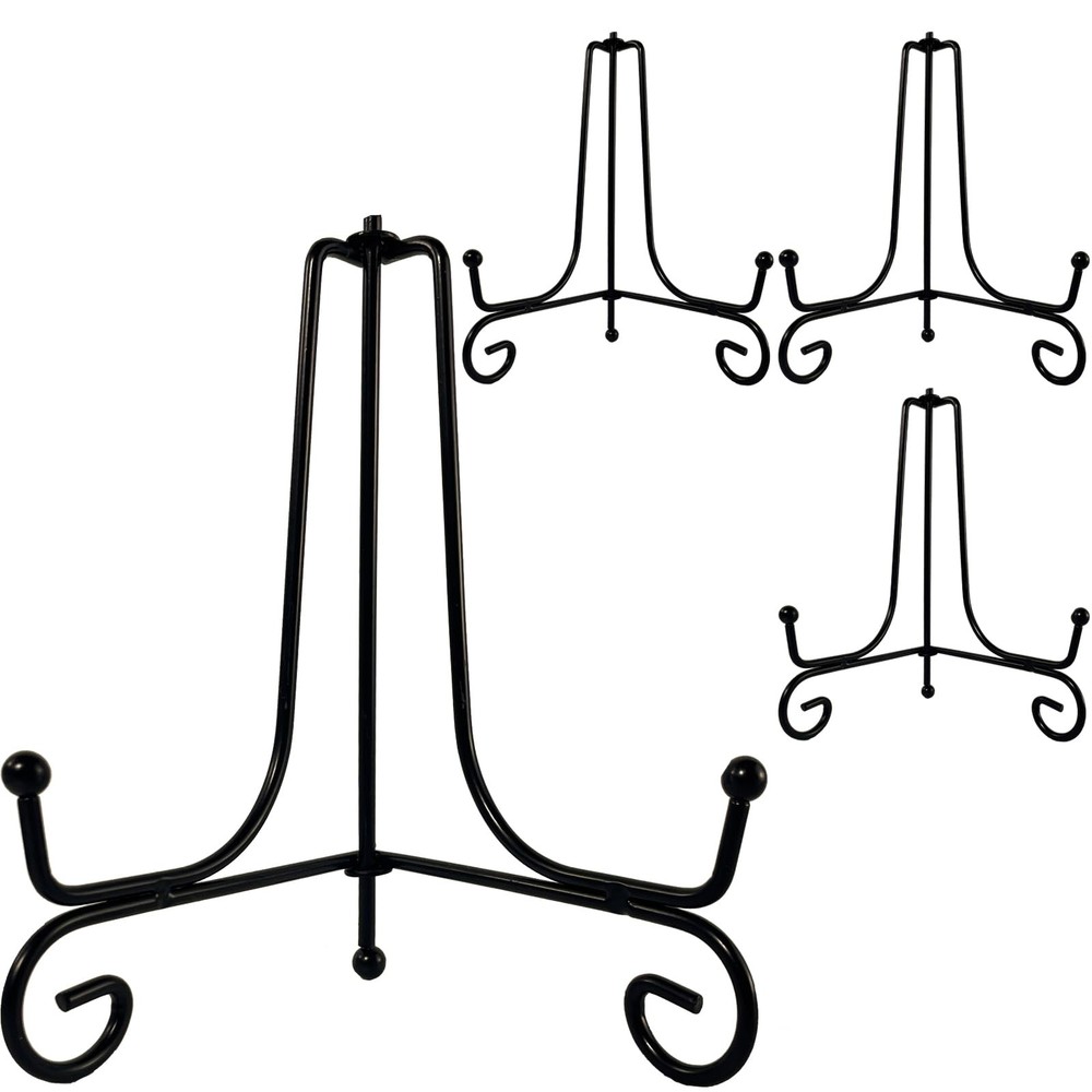 4PCS Premium Black Iron Plate Stands for Display 6 Inch, Decorative Solid Metal