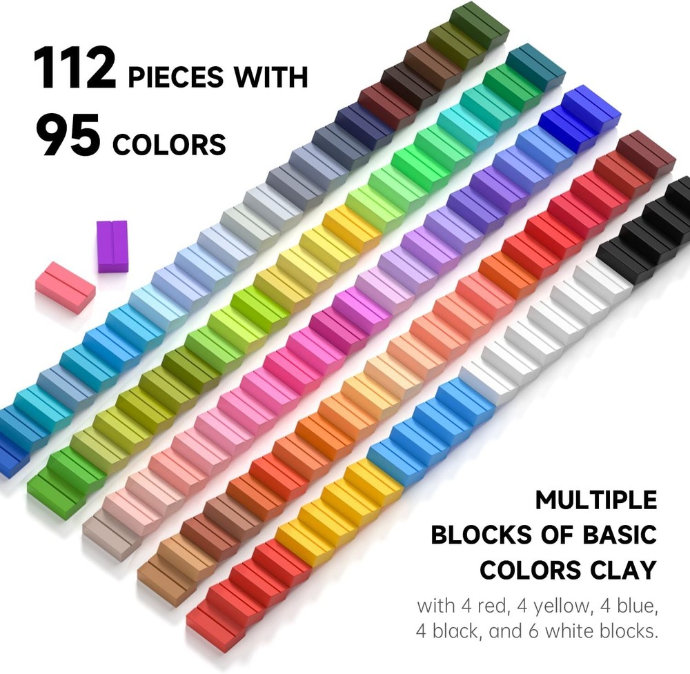 117-Piece Polymer Clay Set with 95 Unique Colors and Basic Shades