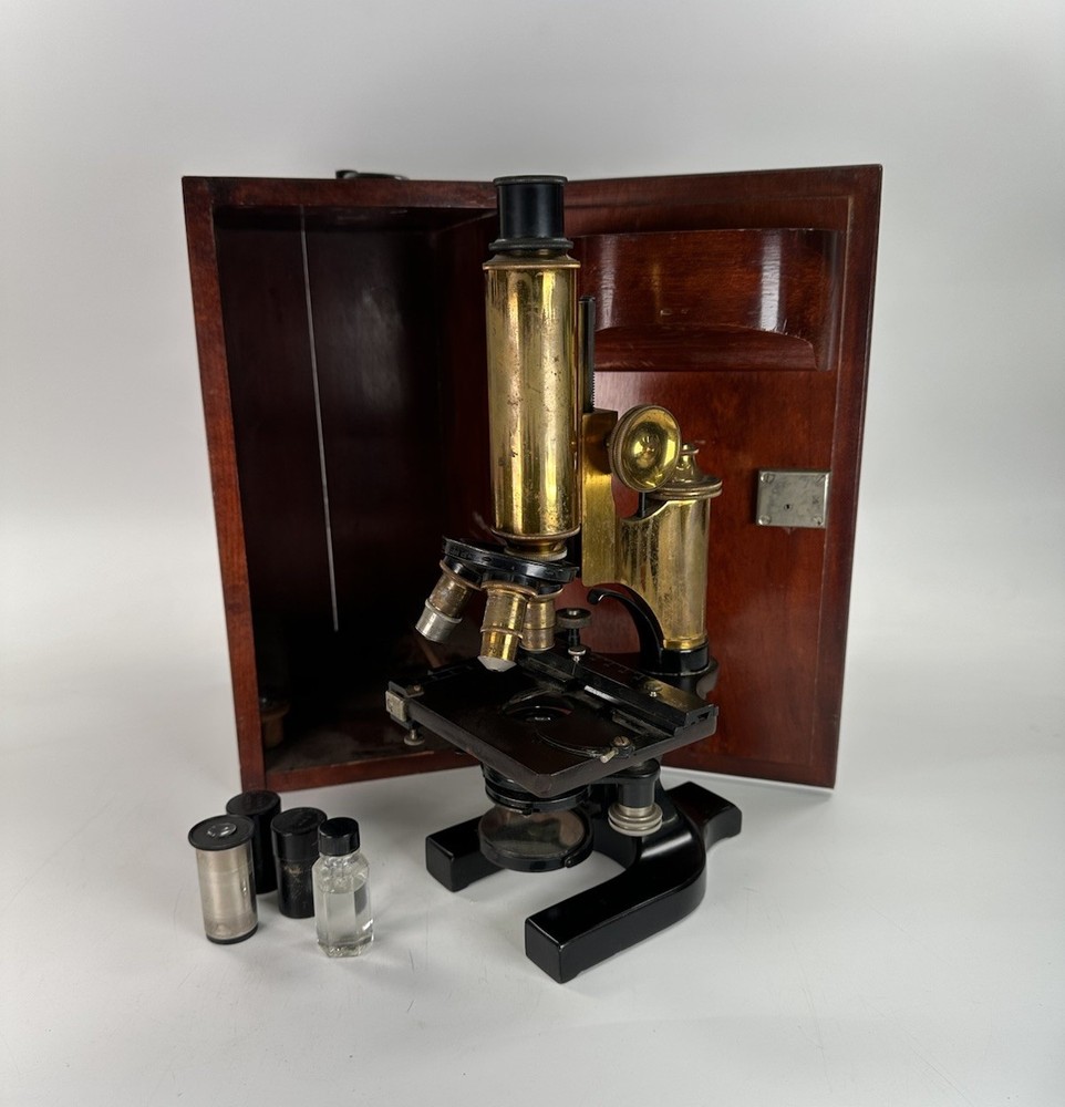 Antique 1900's SPENCER LENS COMPANY Microscope Brass Microscope W Original Case