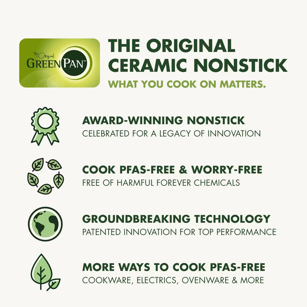 GreenPan Rio Advanced 10pc Ceramic Nonstick Cookware Set Cream