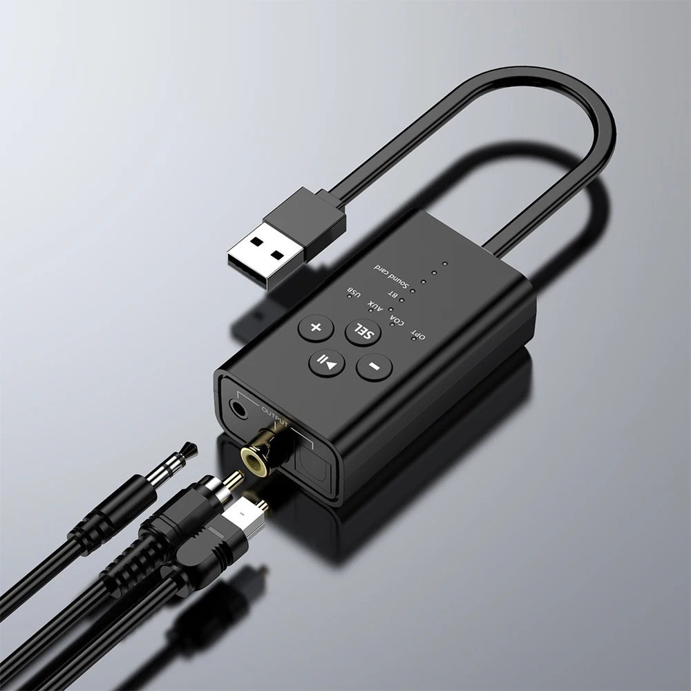 Bluetooth 5.2 Audio Receiver Digital to Analog Audio Converter USB AUX Adapter