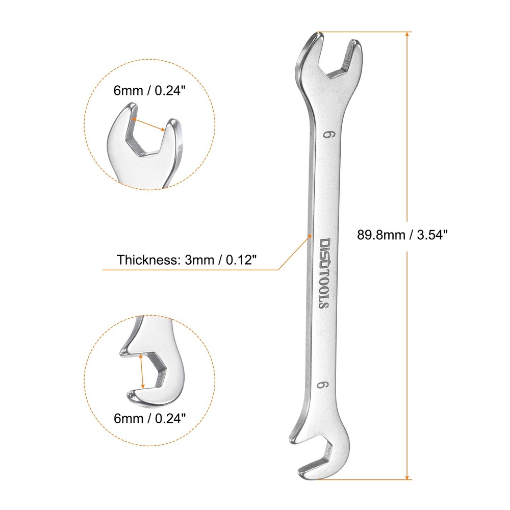2pcs Super-Thin Open End Wrench 6mm Metric Angled Open-End Wrench