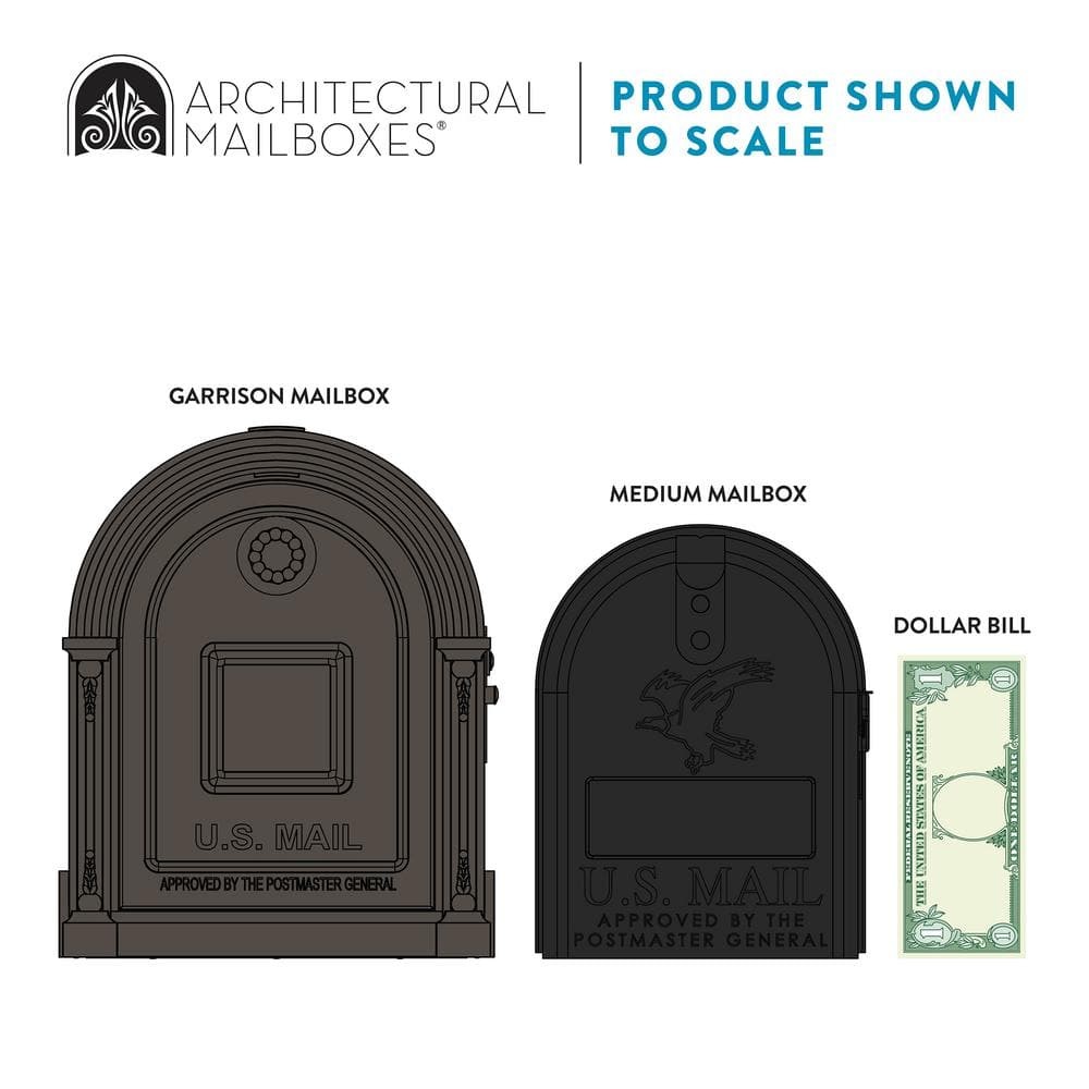Architectural Mailboxes Garrison Venetian Bronze,Large, Steel,Post Mount Mailbox
