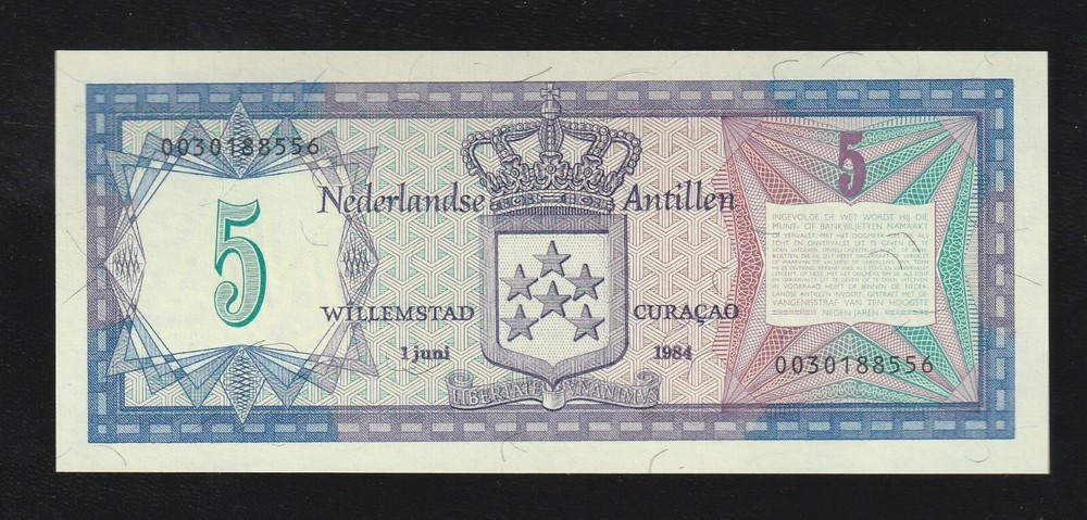 Netherlands Antilles 5 Gulden 1984 P 15 UNC ***
