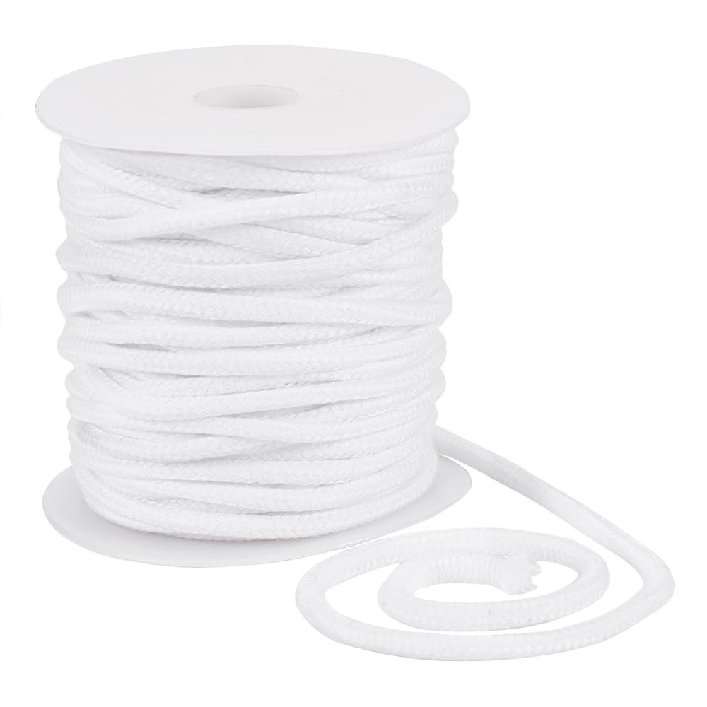 BENECREAT 27.34 Yards White Drawstring Replacement Rope, 6mm Polycotton Soft ...