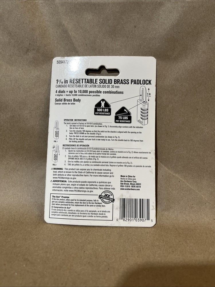 Ace Hardware Resettable Combination General Security 1 3/16” 5094172