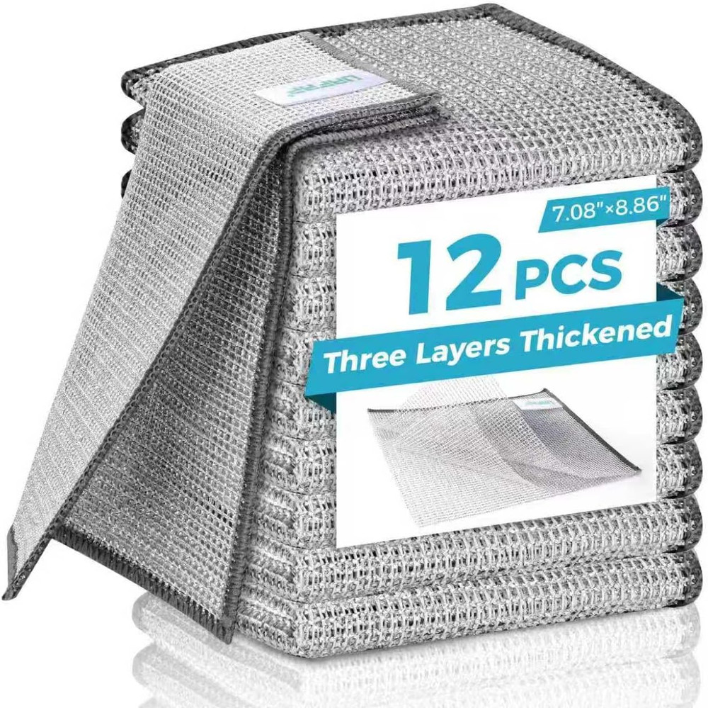 12 Pack Non Scratch Wire Dishcloths Reusable Heavy Duty Kitchen Cleaning Rags