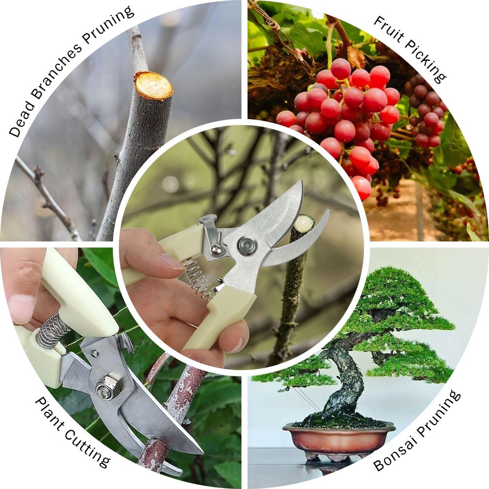 Yolmooat 2Pcs Professional Pruning Shears (Include 1 Bypass General, White