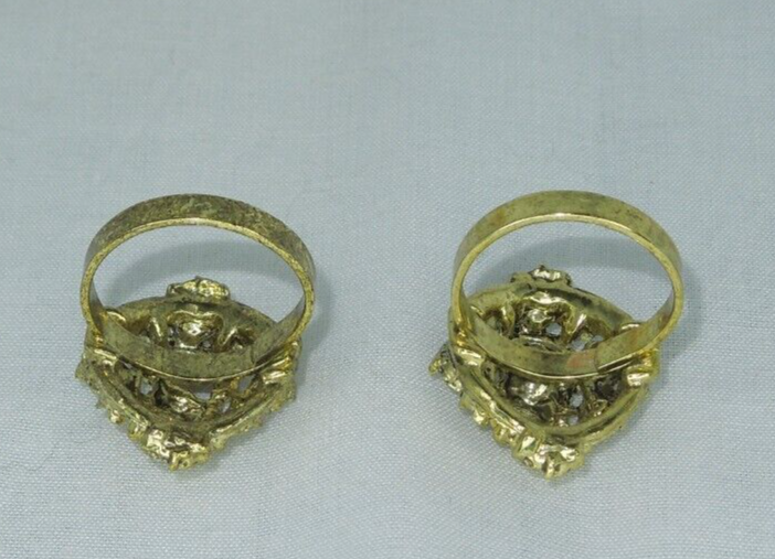 2 Ring Blanks Settings Cabochon Adjustable Antique gold Plated Brass 87V