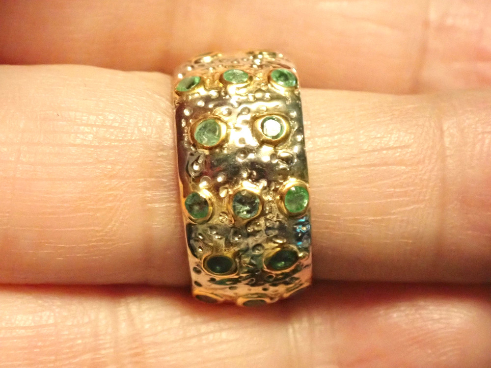 Green Emerald Sterling Silver Ring Size 6.5