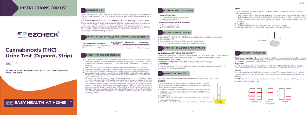 EZCHECK® THC Dip Card – Highly Sensitive Marijuana Test DipCard