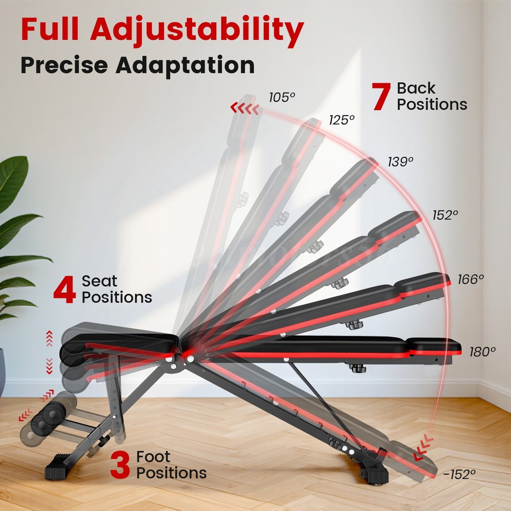 700LBS Adjustable Foldable Weight Bench Home Gym Strength Training Workout Bench