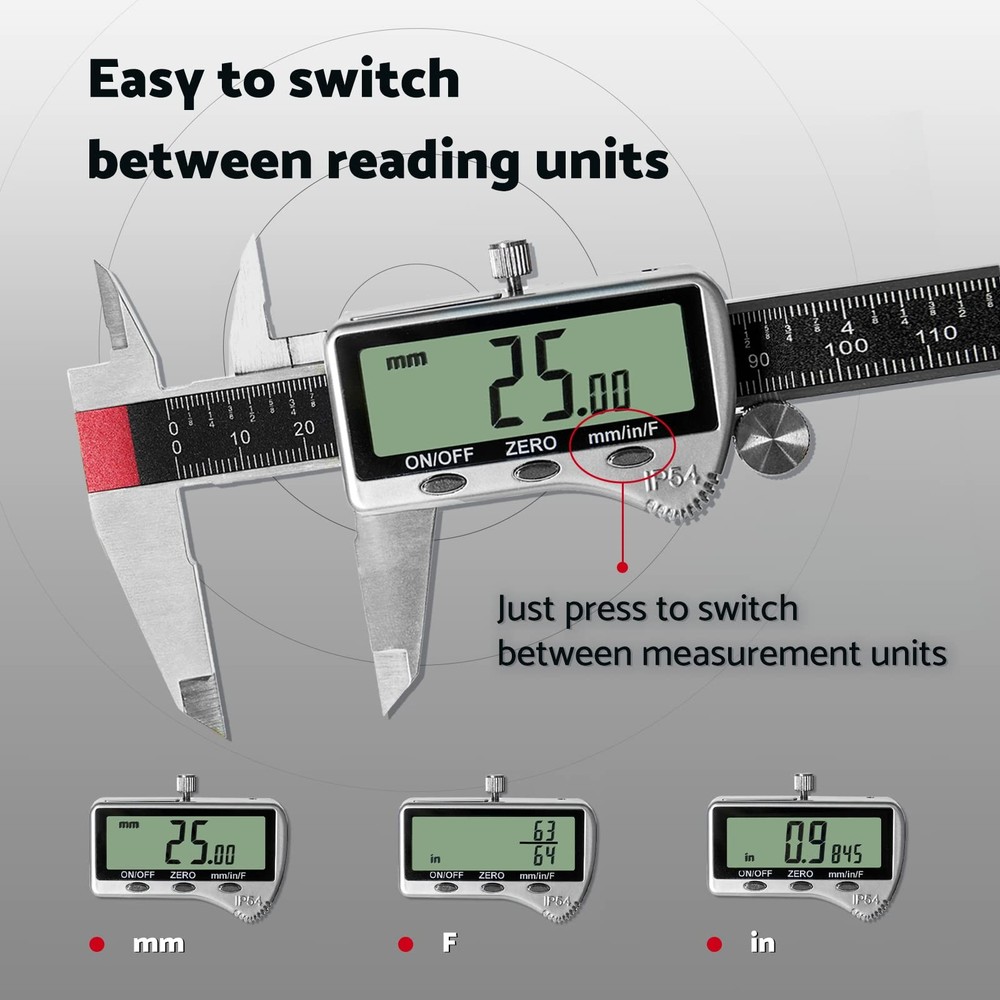 Digital Caliper Measuring Tool 6 inch with Extra Large LCD Screen...