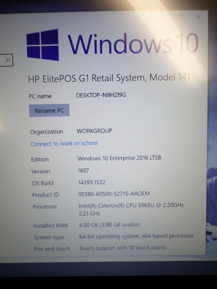 HP ElitePOS G1 14 in. Touch AiO Retail System 141 w/ Basic Connectivity Base