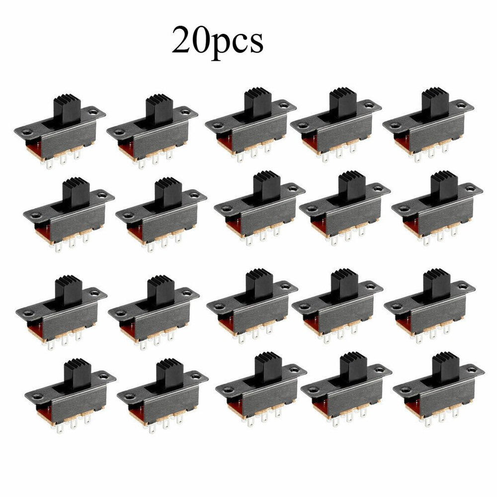 20Pcs 6mm Vertical Slide Switch DPDT 2P2T 6 Terminals PCB Panel Latching