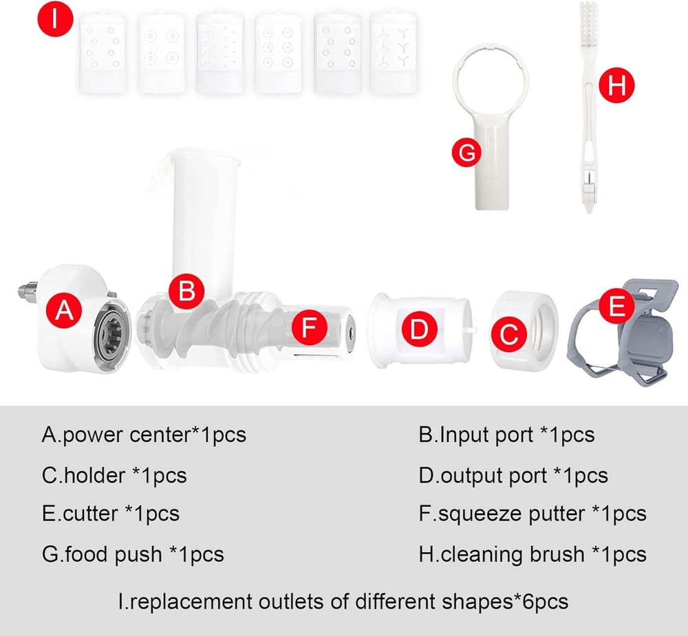 Pasta Maker Attachment for Kitchen Aid Stand Mixers with 6 Interchangeable Diff
