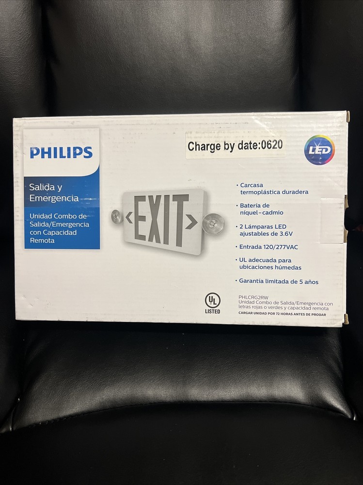 Philips PHLCRG2RW 2-Light Thermoplastic LED White Exit/Emergency Combo NEW