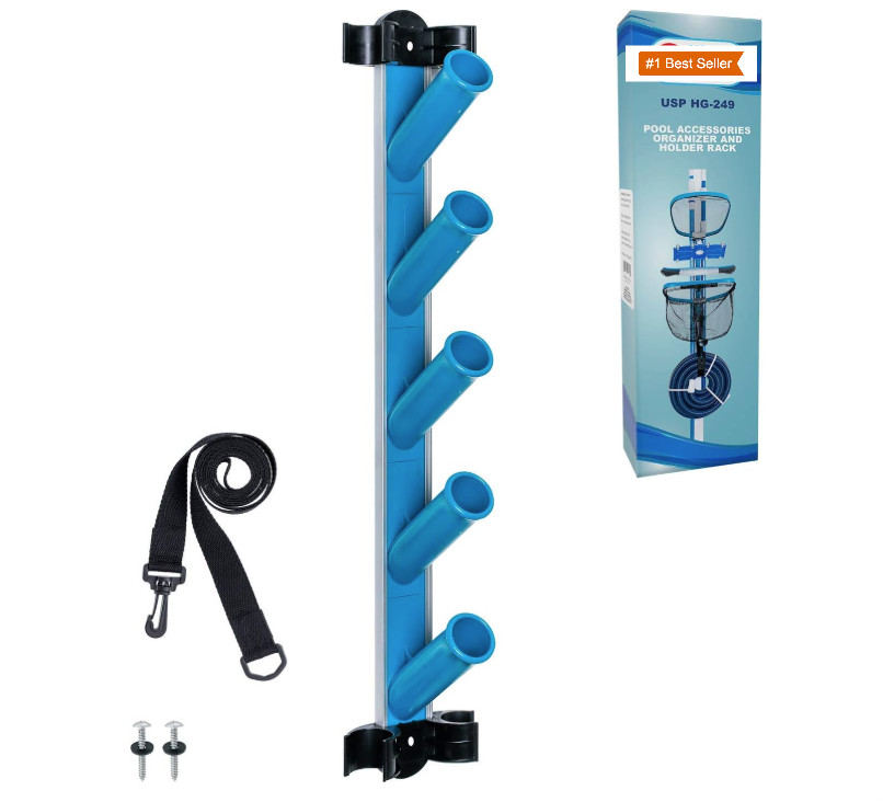 Pool Storage Rack – Holds Skimmer, Brushes, Vac Hose, Pole, Spa Accessory Tools