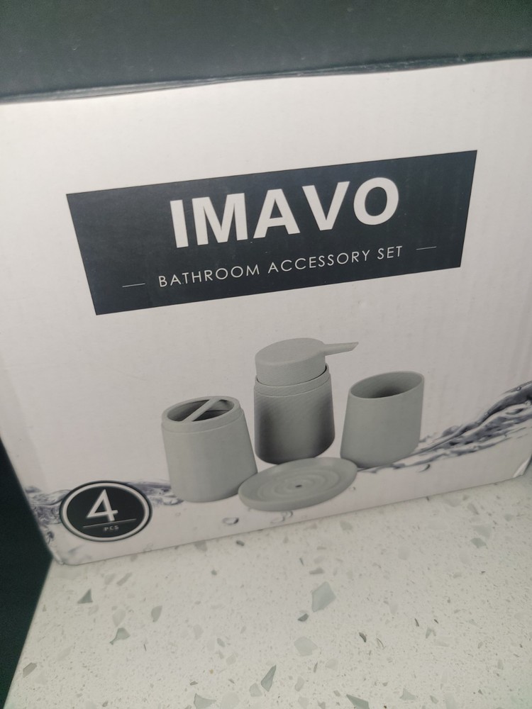 IMAVO Bathroom Accessory Set - Grey 4 PCS