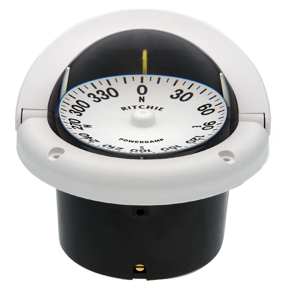Ritchie HF-742W Helmsman Compass, Flush Mount, White, Backlit