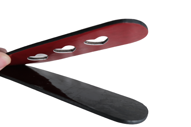 Handmade Red BDSM Spanking Paddle 3 Hearts BDSM Paddle Leather Slapper Paddle