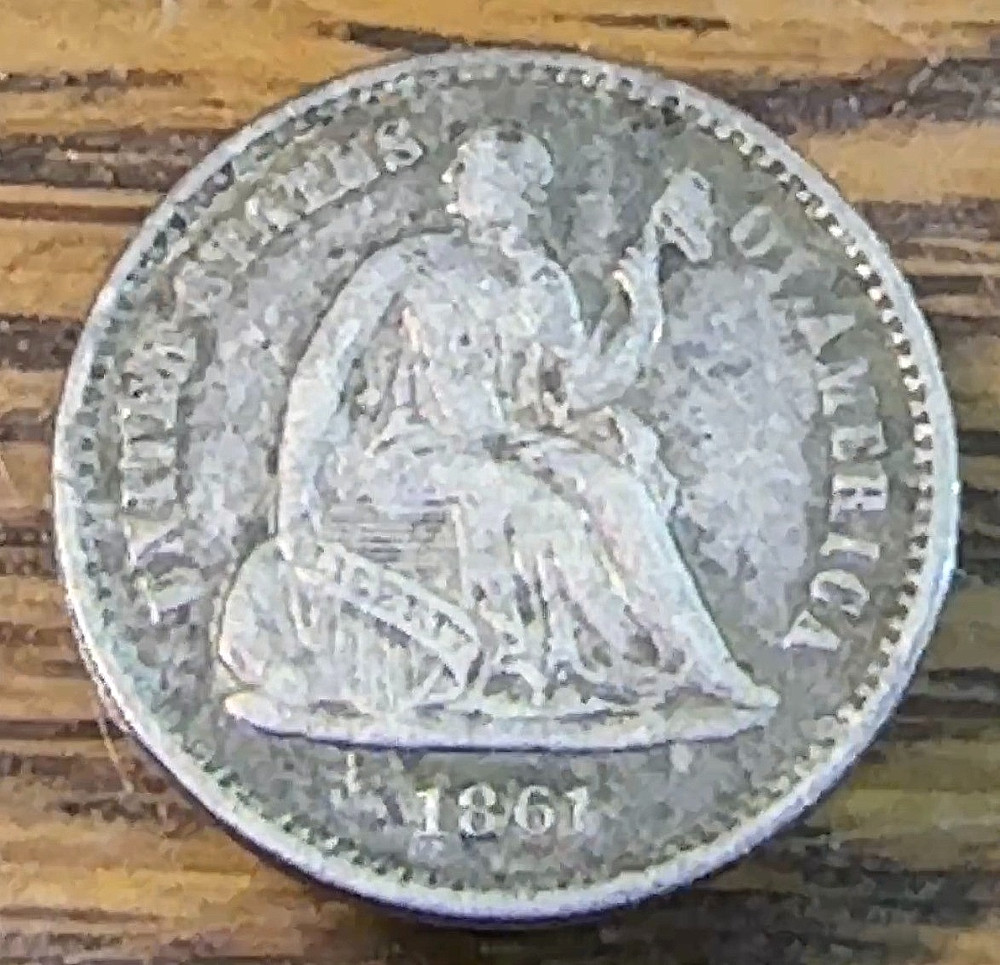 1861 Seated Liberty Half Dime Nice Super Original Problem-free XF CHRC