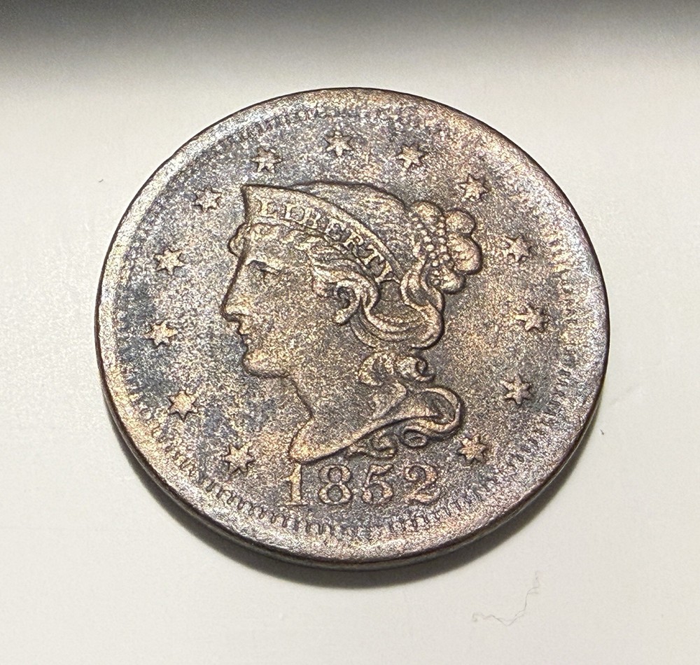 1852 BRAIDED HAIR LARGE CENT AU
