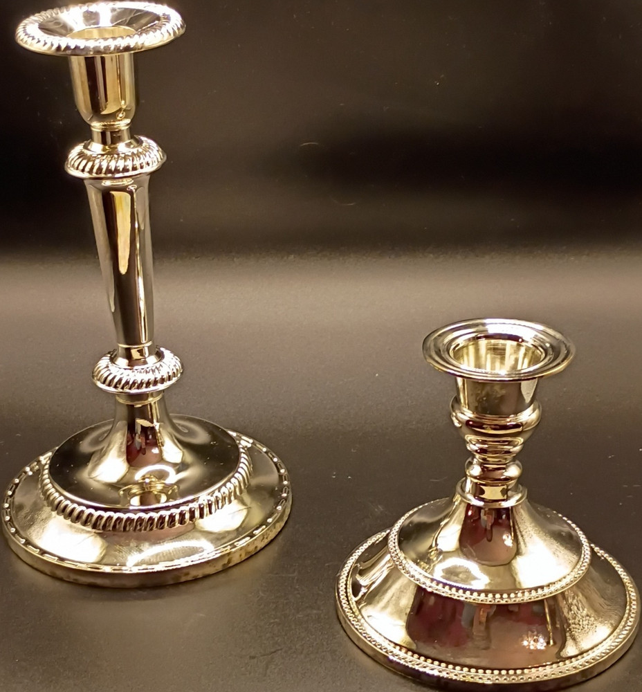 Goldinger Silver Art Co Ltd Silverplate Beaded Candlesticks Pair Elegant Decor