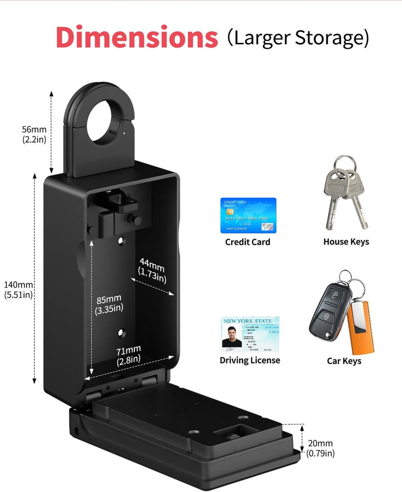Smart Fingerprint Lock Box for Keys with Code, Wireless Remote Access Key Lock B