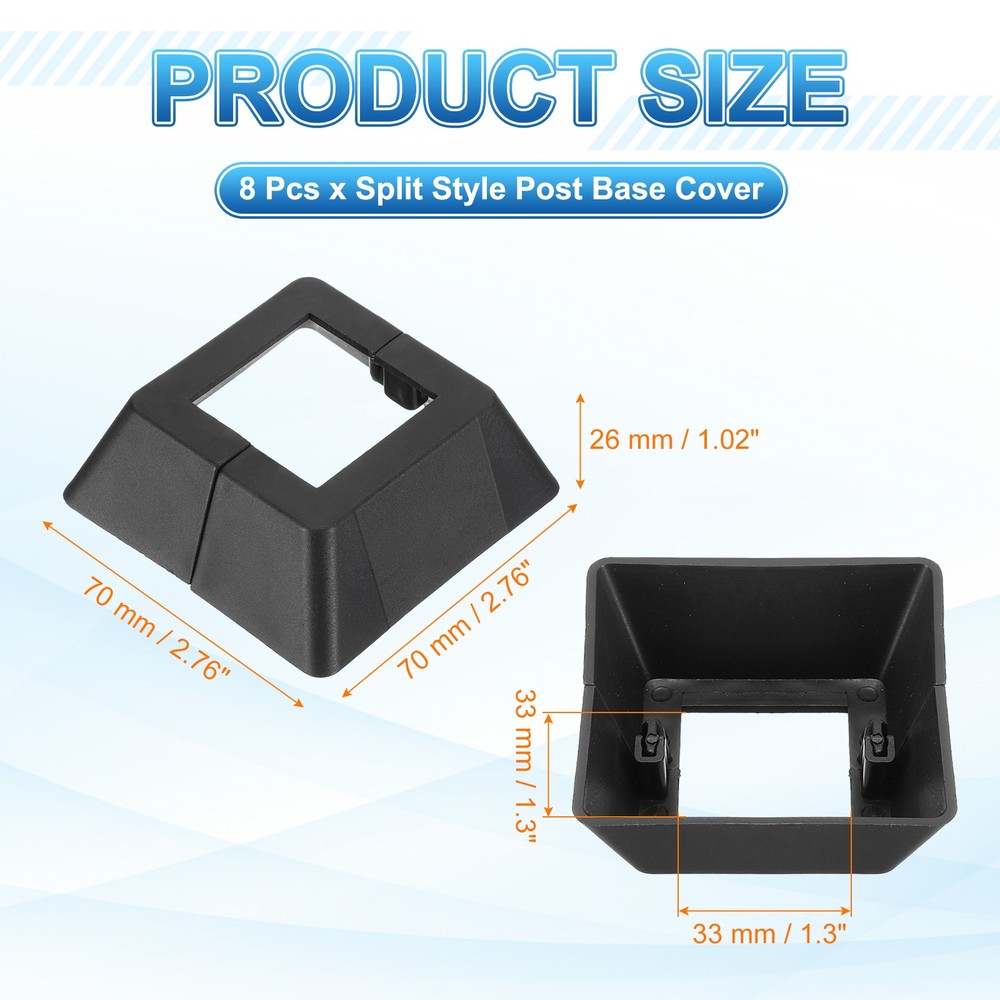 8 Pcs Post Base Cover, 1.3 x 1.3 Inch Square Split Style Post Base Cover