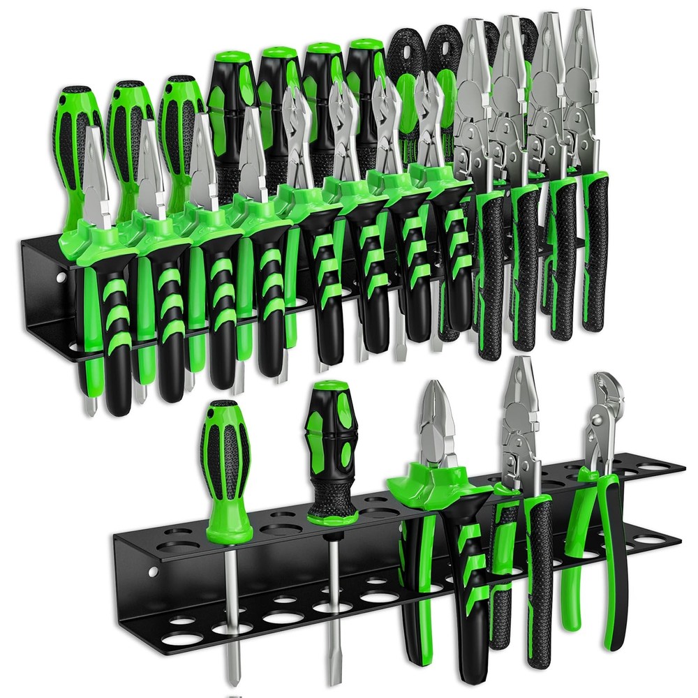 Wall Mount Tool Organizer Rack, Heavy Duty Screwdriver Pliers Holder 2PC