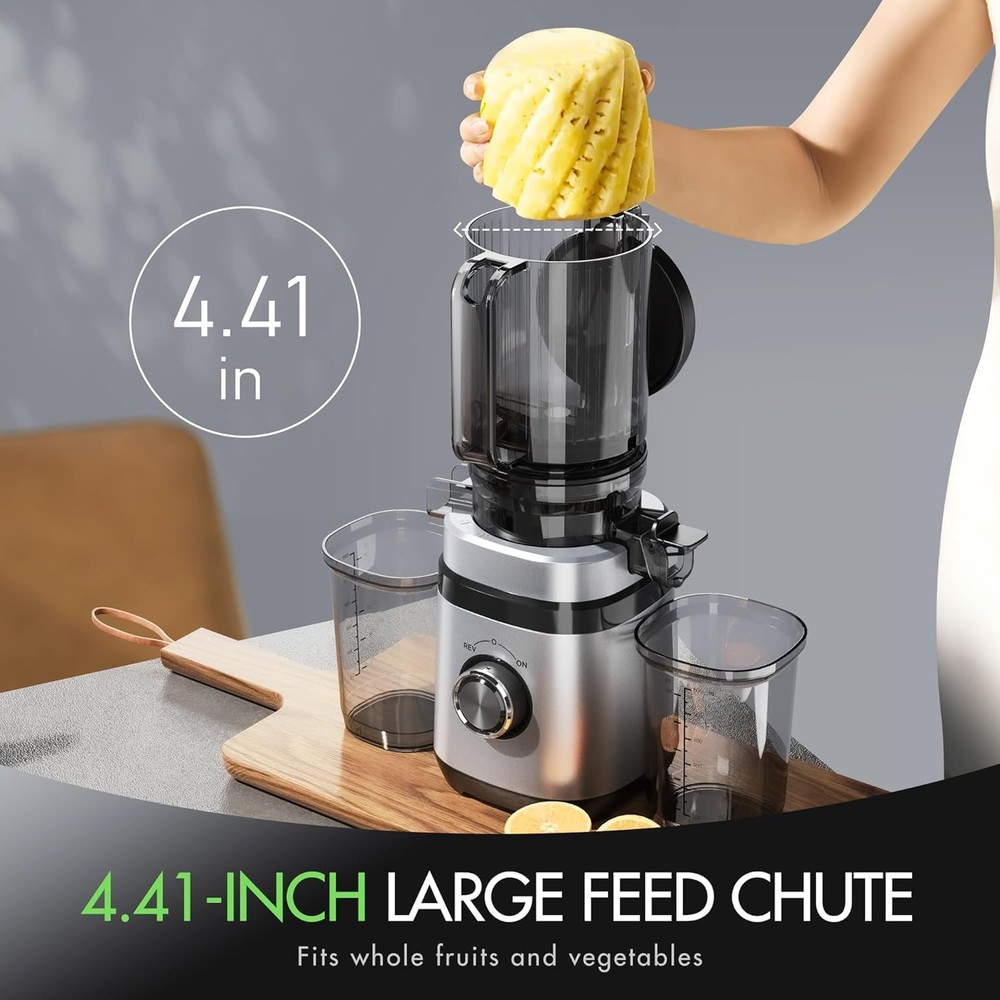 Juicer Machines, Cold Press Juicer with Wide Feed Chute, Slow Masticating Jui...