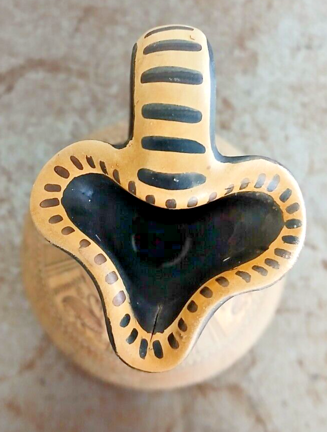 Handmade Greek Geometric Copy Ceramic Jug Pitcher 5.75" Tall