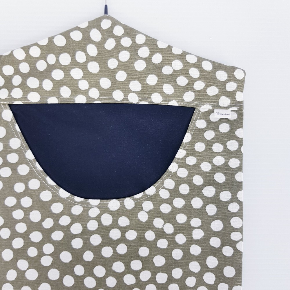 Peg Bag Handmade Khaki & White Spotted Lined Laundry Clothes Peg Holder