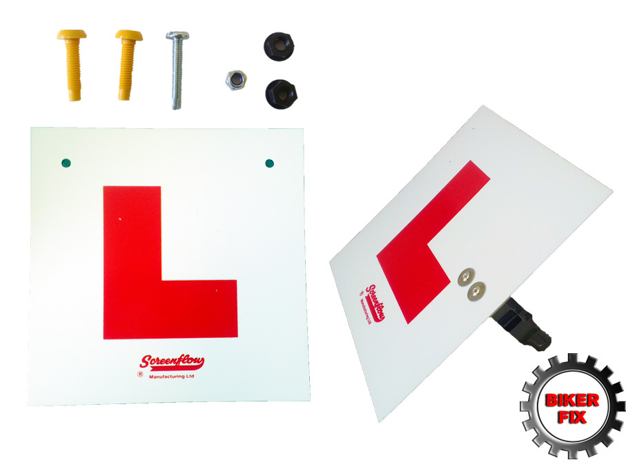 Fork Mounted Learner L Rigid Plate Kit Set Front Rear Pre-Cut Motorcycle Scooter