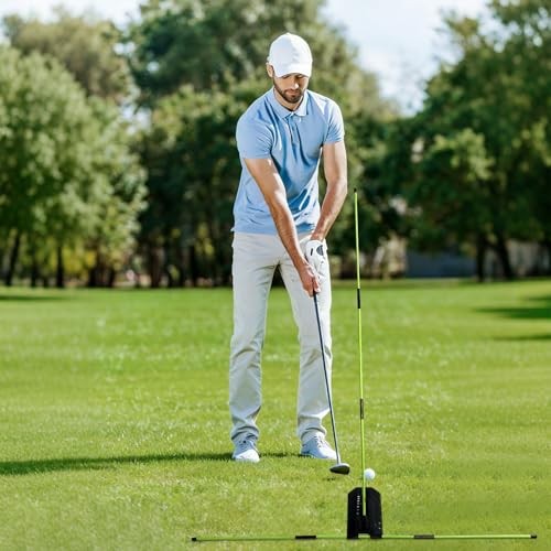Golf Alignment Stick Trainer with Adjustable Swing Plane Guide, Full Swing