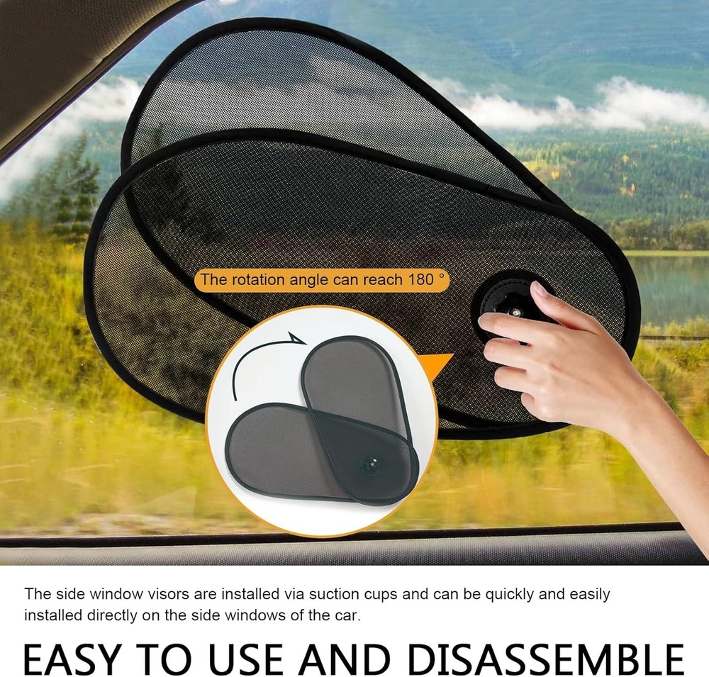 2pcs Adjustable Car Side Window Sun Shade Rotatable Baby Windshield Sun Visor US