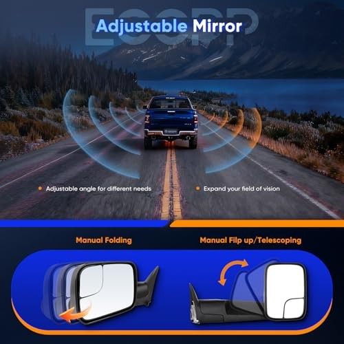 Black Manual Adjusted Side View Mirror Tow Towing Mirrors Left & Right Pair
