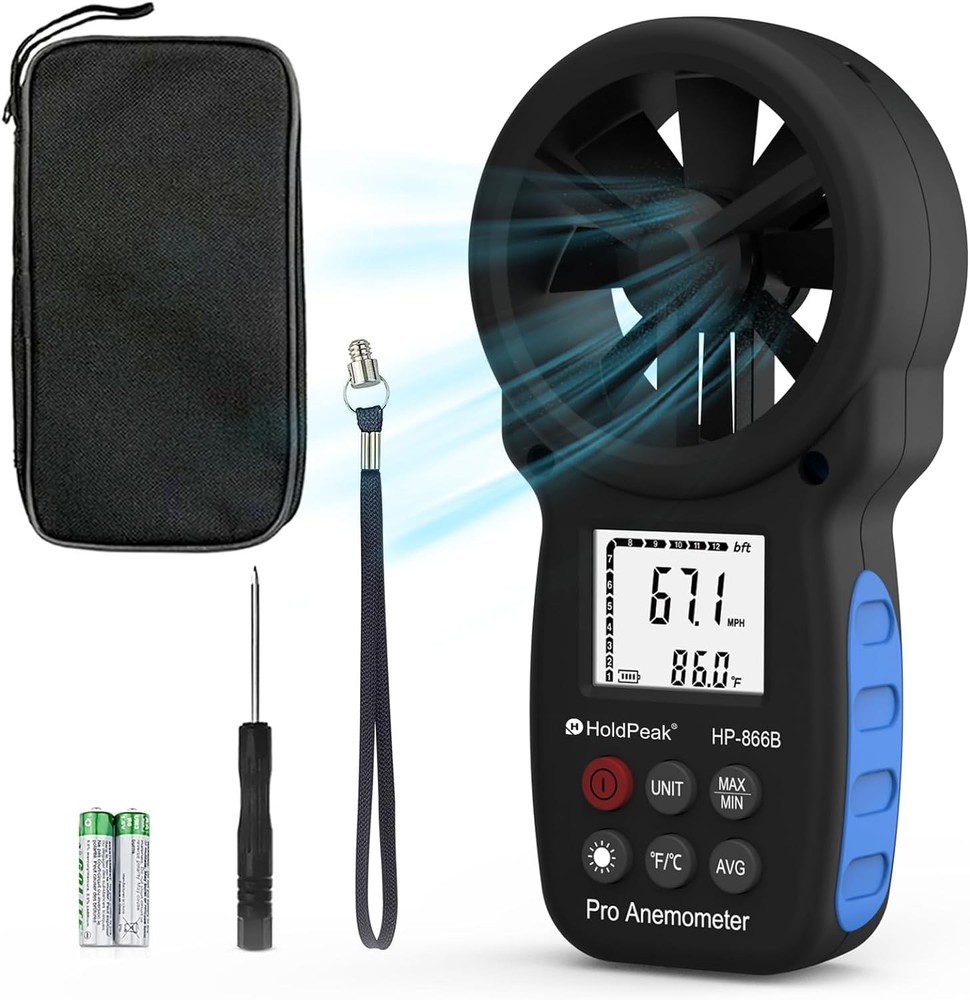 HoldPeak 866B Digital Anemometer,Handheld Wind Speed & Temp Meter with Backlight