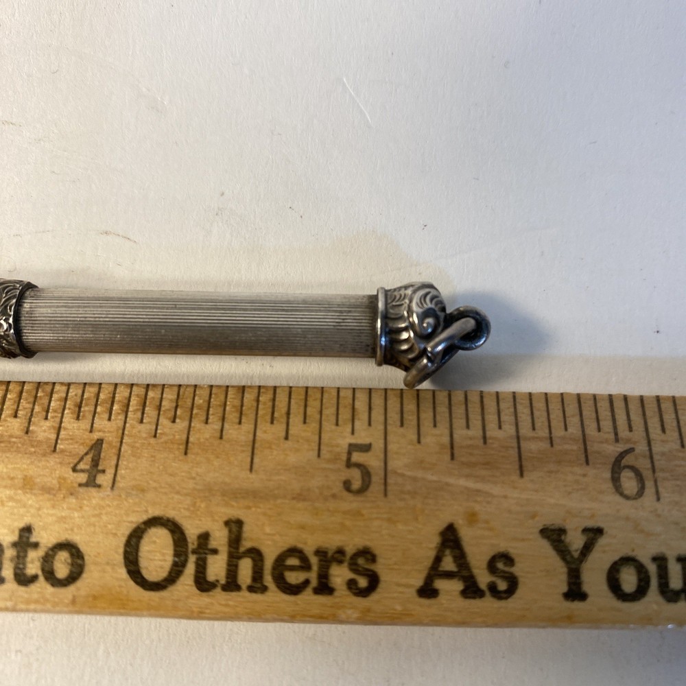 Antique Mechanical Pencil Hand Engraved Initials Push With Ring