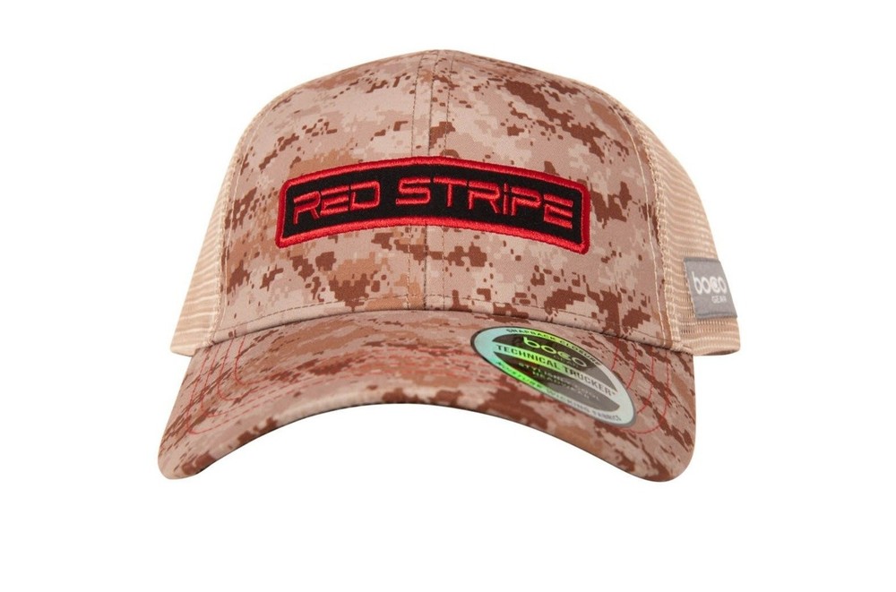 🔥 BOCO Gear Red Stripe Technical Trucker Cap – Built for Runners & Active Life
