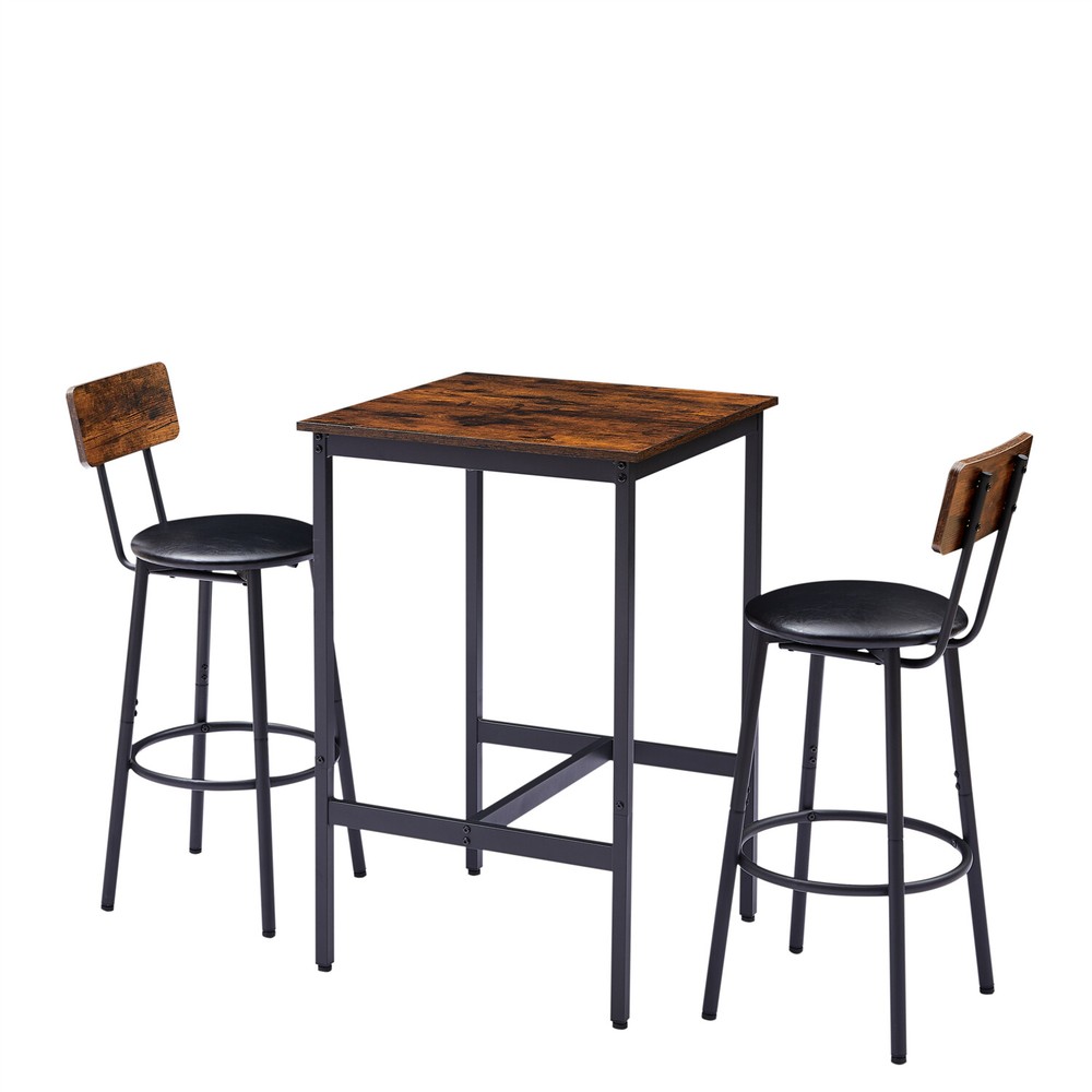 3 Piece Bar Table Set Counter Height Dining Kitchen Table with 2 Bar Stools US