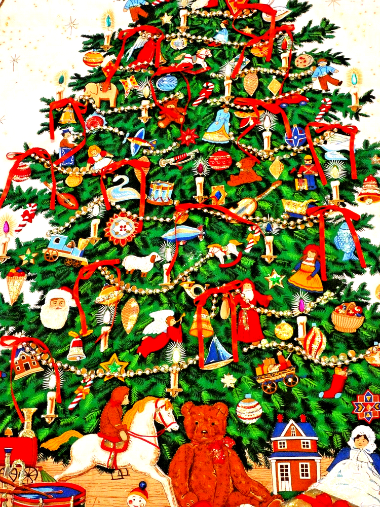 Handcrafted Embellished Classic Christmas Tree Tapestry Wall Hanging 33"x 55"