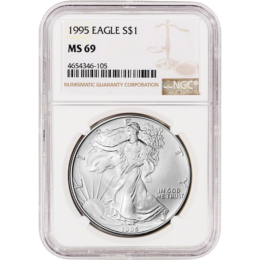 1995 American Silver Eagle Coin - NGC MS69