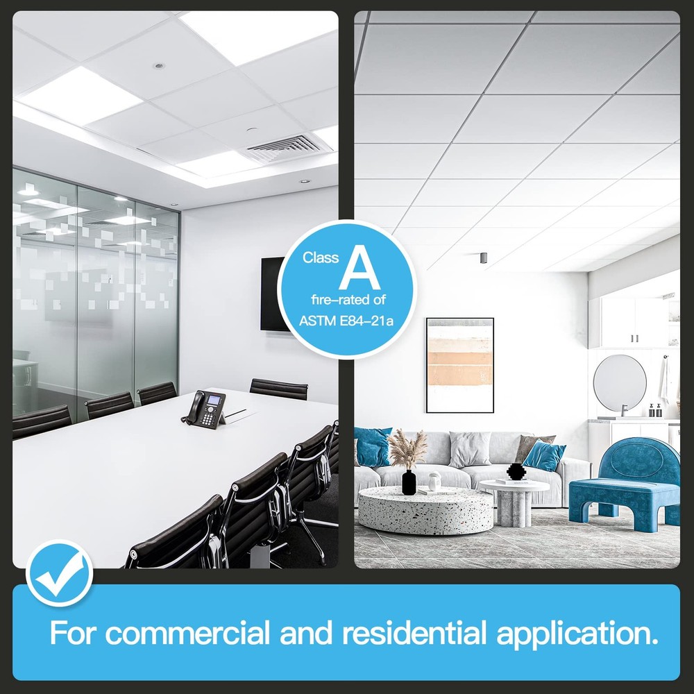 Art3d 12-Pack Smooth Drop Ceiling Tile 2ft x - 24*24, Off-White