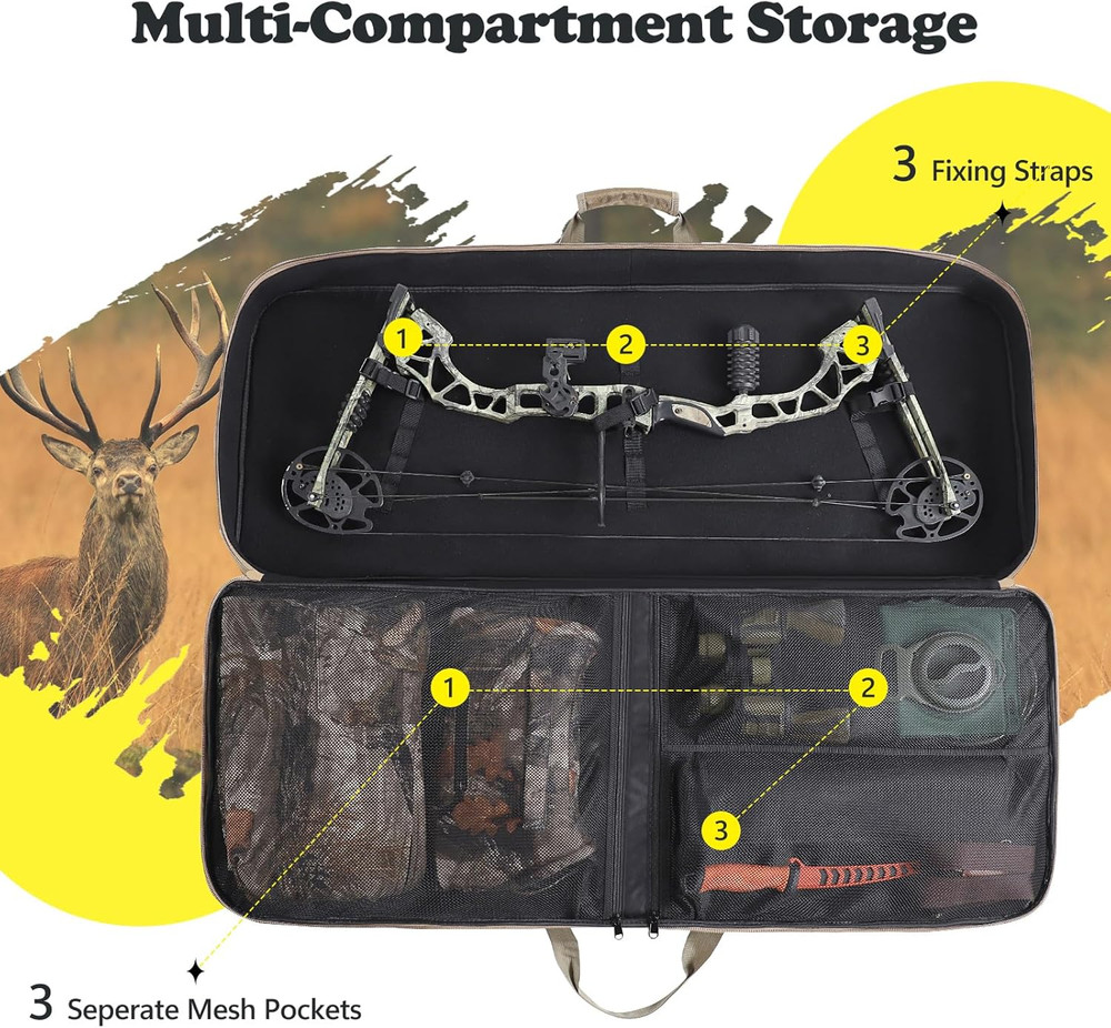 Soft Compound Bow Case Archery Bag Arrow Pockets Padded Backpack Carrying