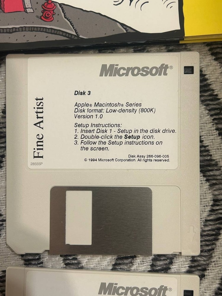Microsoft Fine Artist Macintosh Software Boxed Promo Sample Missing Disk 1