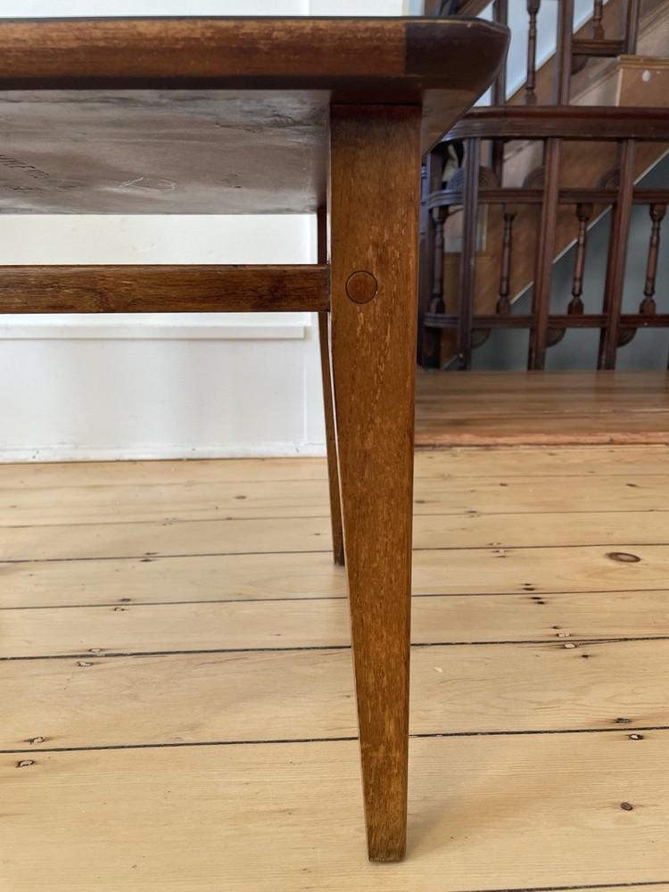 Vintage Lane Sequence Walnut Side Table MCM Black Laminate Top 1963